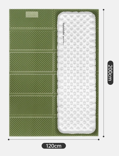 Коврик туристический складной двухместный IXPE Naturehike CNK2450WS044 с алюминиевой пленкой 200 x 120 x 1.8 см Оливковый (6927595789995) - Фото 6 Коврик туристический складной двухместный IXPE Naturehike CNK2450WS044 с алюминиевой пленкой 200 x 120 x 1.8 см Оливковый (6927595789995) - изображение 6