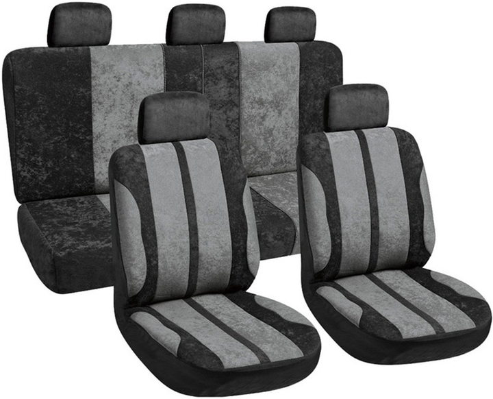 Pokrowce na fotele samochodowe Autoserio AG-28602/4 8 szt Czarny/Szary (4770364225246) - obraz 1