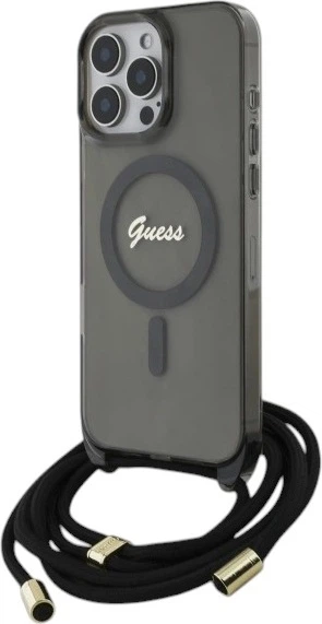 Etui Guess Crossbody Cord Script MagSafe do Apple iPhone 16 Pro Max Black (GUHMP16XHCTSGNSK) - obraz 2