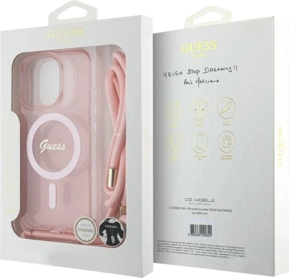 Etui Guess Crossbody Cord Script MagSafe do Apple iPhone 16 Pro Max Pink (GUHMP16XHCTSGNSP) - obraz 7