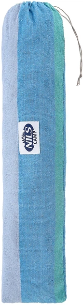 Hamak Nils Camp NC9004 z drewnianą belką 70 cm i metalowym uchwytem Niebiesko-Ciemnoniebieski (5907695593471) - obraz 7