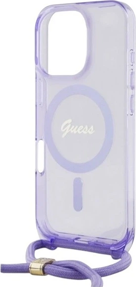 Etui Guess Crossbody Cord Script MagSafe do Apple iPhone 16 Pro Max Purple (GUHMP16XHCTSGNSU) - obraz 5
