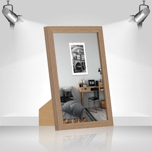 Фоторамка пластиковая 15х20 багет: AM1513-X052 Темный орех (с антибликовым стеклом 2мм, двп с ножкой) EmojiFrame - Фото 2 Фоторамка пластиковая 15х20 багет: AM1513-X052 Темный орех (с антибликовым стеклом 2мм, двп с ножкой) EmojiFrame - изображение 2
