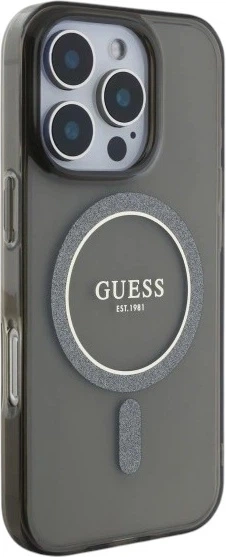 Etui Guess IML Glitter Circle MagSafe do Apple iPhone 16 Pro Max Black (GUHMP16XHFGEREK) - obraz 4