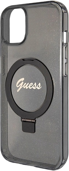 Etui plecki Guess Ring Stand Script Glitter MagSafe do Apple iPhone 13/14/15 Black (3666339156251) - obraz 6