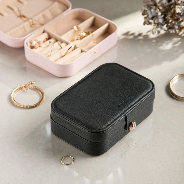 Скринька для біжутерії Homla Virello з екошкіри Чорна 17 x 12 x 6 см (5906496726460) - зображення 4