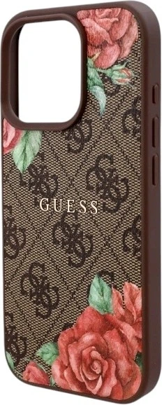 Etui Guess 4G Flowers Print MagSafe do Apple iPhone 16 Pro Max Brown (GUHMP16XP4ROPEMCW) - obraz 6