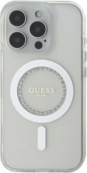 Etui Guess IML Rhinestones MagSafe do Apple iPhone 16 Pro Max White (GUHMP16XPFTDTEH) - obraz 2