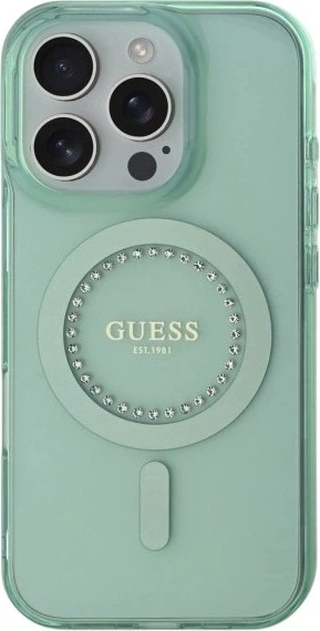 Etui Guess IML Rhinestones MagSafe do Apple iPhone 16 Pro Max Green (GUHMP16XPFTDTEN) - obraz 2