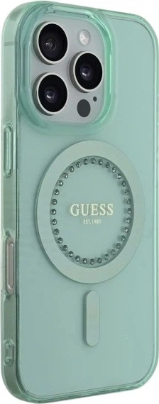 Etui Guess IML Rhinestones MagSafe do Apple iPhone 16 Pro Max Green (GUHMP16XPFTDTEN) - obraz 4