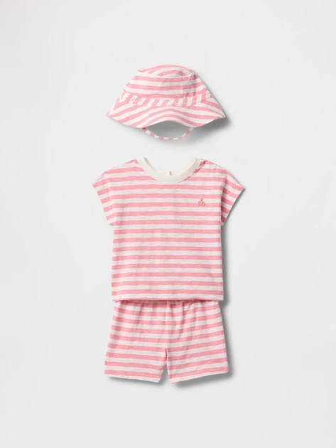 Детский комплект GAP футболка, шорты и панама 1159854392 (Белый/Розовый 0-3M) на рост 50 см - Фото 1 Детский комплект GAP футболка, шорты и панама 1159854392 (Белый/Розовый 0-3M) на рост 50 см - изображение 1