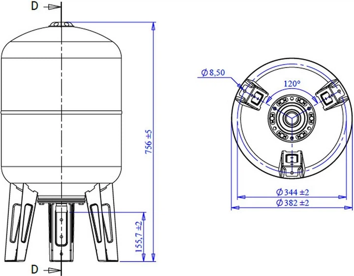 Pionowy akumulator hydrauliczny Varem US050362CS0A2000 50 l - obraz 2