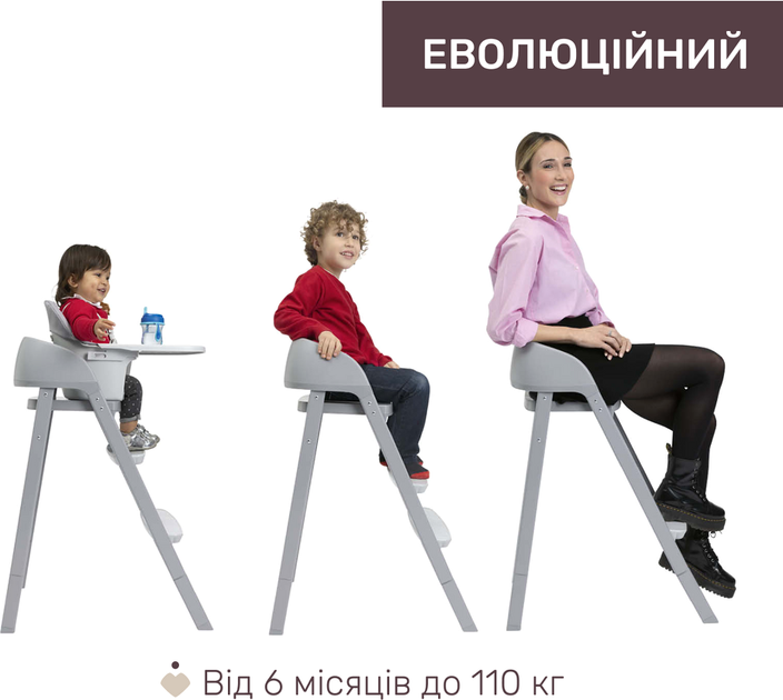 Стільчик для годування 3 в 1 Chicco Crescendo Up Темно-сірий (87046.07.00) - зображення 4