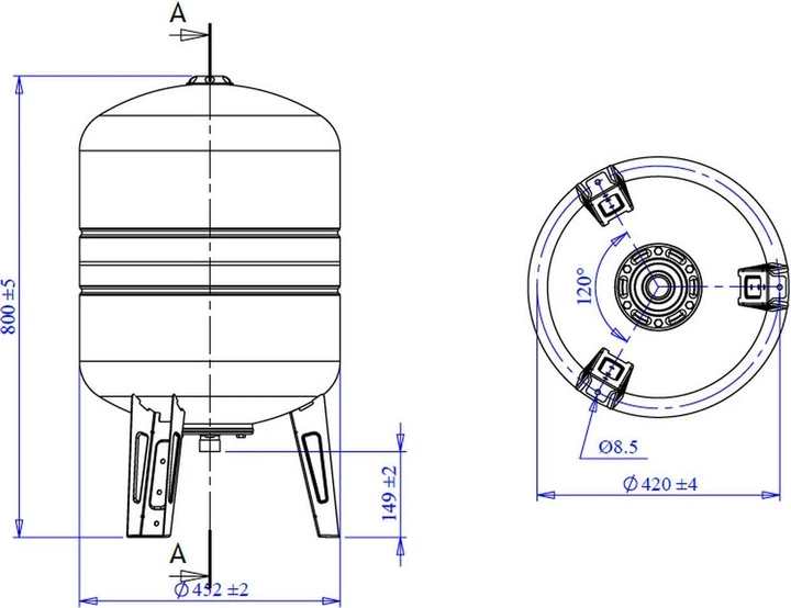 Pionowy akumulator hydrauliczny Varem US080362CS0A2000 80 l - obraz 2
