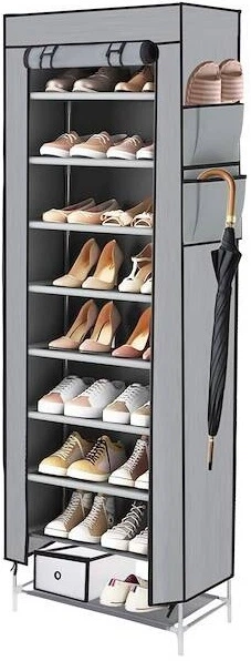 Stojak na buty Springos HS0004 9 - Poziomowy Osłona Pyłoszczelna 168 x 60 x 28 cm Szary (5907719469799) - obraz 1