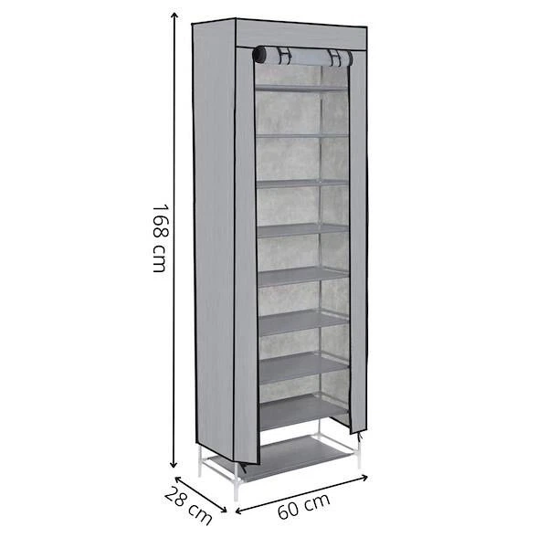 Stojak na buty Springos HS0004 9 - Poziomowy Osłona Pyłoszczelna 168 x 60 x 28 cm Szary (5907719469799) - obraz 5