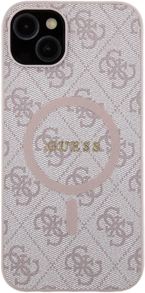 Etui plecki Guess 4G Collection Leather Metal Logo MagSafe do Apple iPhone 14/15/13 Pink (3666339226701) - obraz 2