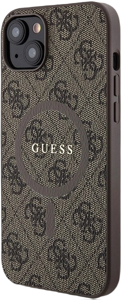 Etui plecki Guess 4G Collection Leather Metal Logo MagSafe do Apple iPhone 14/15/13 Brown (3666339226428) - obraz 3