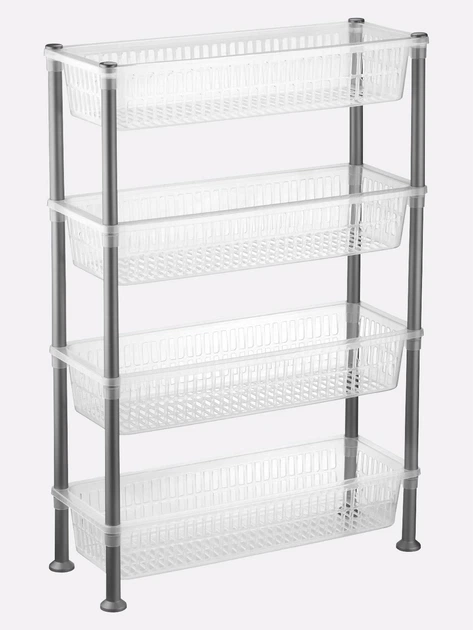 Етажерка вузька пластикова Bursev 5158 91 Прозора, 19,5×50×80 см - Фото 2 Етажерка вузька пластикова Bursev 5158 91 Прозора, 19,5×50×80 см - зображення 2