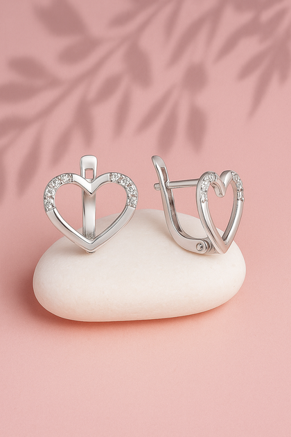 Серьги серебряные Сердце с россыпью Silver Style (21251.12 sku:2300103381968) - изображение 2