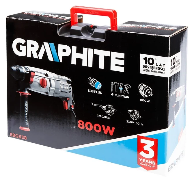 Перфоратор GRAPHITE SDS-plus 800Вт 2.8Дж кейс 3.28кг (00123198) - изображение 14