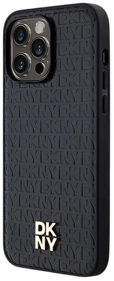 Etui DKNY Leather Pattern Metal Logo MagSafe do Apple iPhone 13 Pro Max Black (3666339261467) - obraz 2