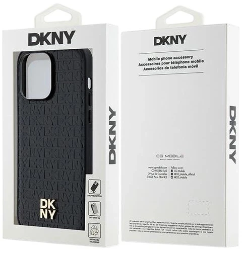 Etui DKNY Leather Pattern Metal Logo MagSafe do Apple iPhone 13 Pro Max Black (3666339261467) - obraz 8