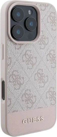 Etui Guess 4G Bottom Stripe do Apple iPhone 16 Pro Pink (GUHCP16LG4GLPI) - obraz 4