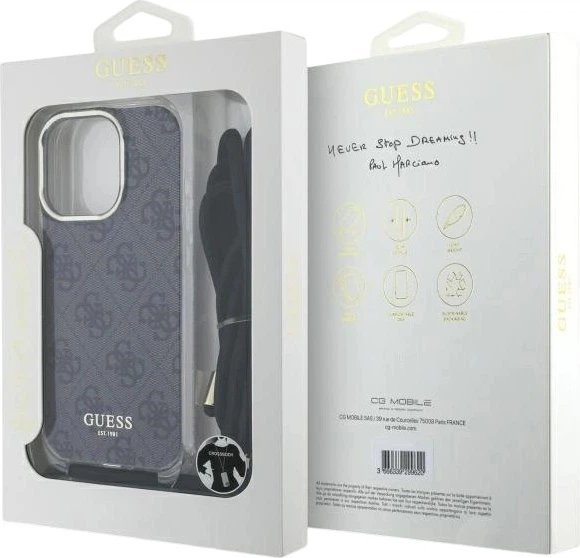 Etui Guess Crossbody Cord 4G Print do Apple iPhone 16 Pro Black (GUHCP16LHC4SEK) - obraz 7