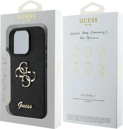 Etui Guess Fixed Glitter Big 4G do Apple iPhone 16 Pro Black (GUHCP16LHG4SGK) - obraz 5