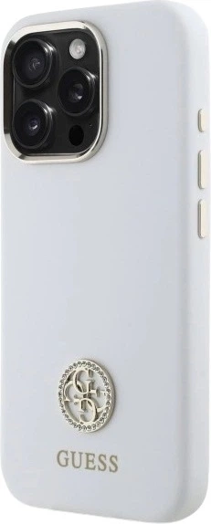 Etui Guess Silicone Logo Strass 4G do Apple iPhone 16 Pro White (GUHCP16LM4DGPH) - obraz 3