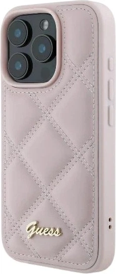 Etui Guess Quilted Metal Logo do Apple iPhone 16 Pro Pink (GUHCP16LPSQSQSP) - obraz 3