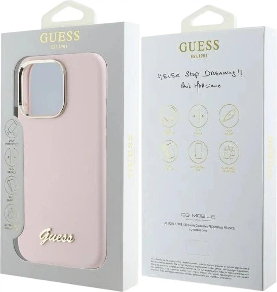 Etui Guess Silicone Script Metal Logo & Frame do Apple iPhone 16 Pro Pink (GUHCP16LSMBSLP) - obraz 8