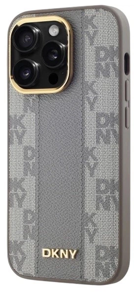 Etui DKNY Leather Checkered Mono Pattern MagSafe do Apple iPhone 14 Pro Beige (3666339259952) - obraz 2