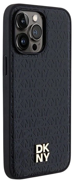 Etui DKNY Leather Pattern Metal Logo MagSafe do Apple iPhone 14 Pro Black (3666339261498) - obraz 4