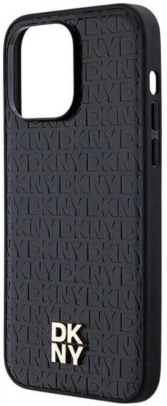 Etui DKNY Leather Pattern Metal Logo MagSafe do Apple iPhone 14 Pro Black (3666339261498) - obraz 5