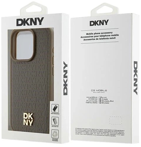 Etui DKNY Leather Pattern Metal Logo MagSafe do Apple iPhone 14 Pro Brown (3666339261771) - obraz 8