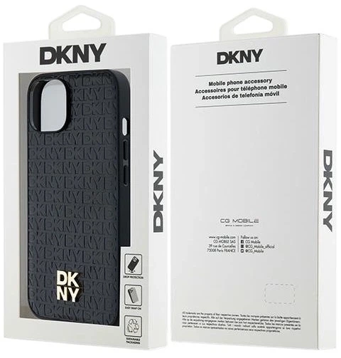 Etui DKNY Leather Monogram Pattern Metal Logo MagSafe do Apple iPhone 15 / 14 / 13 Black (3666339261412) - obraz 8