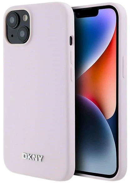 Etui DKNY Liquid Silicone Small Metal Logo MagSafe do Apple iPhone 14 / 15 / 13 Pink (3666339265816) - obraz 1