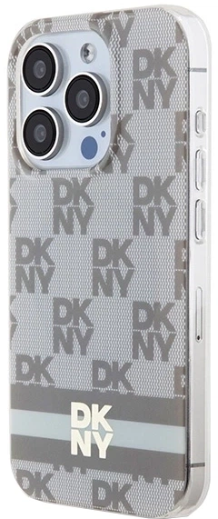 Etui DKNY IML Checkered Mono Pattern & Printed Stripes MagSafe do Apple iPhone 14 Pro Max Beige (3666339269487) - obraz 2