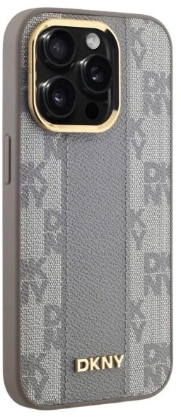 Etui DKNY Leather Checkered Mono Pattern MagSafe do Apple iPhone 14 Pro Max Beige (3666339259969) - obraz 4