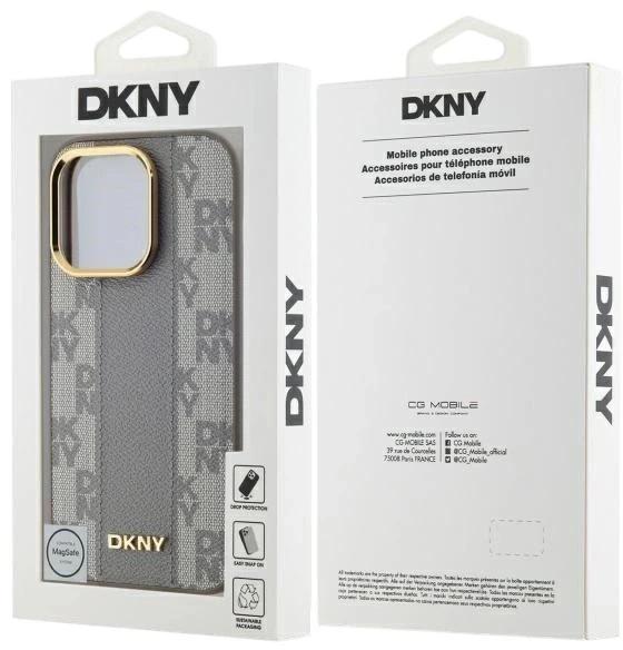 Etui DKNY Leather Checkered Mono Pattern MagSafe do Apple iPhone 14 Pro Max Beige (3666339259969) - obraz 8