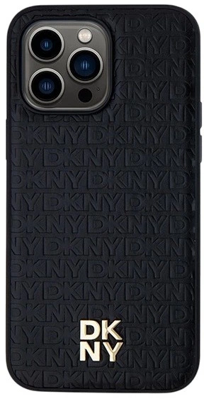 Etui DKNY Leather Monogram Pattern Metal Logo MagSafe do Apple iPhone 14 Pro Max Black (3666339261504) - obraz 3