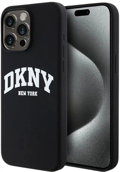 Etui DKNY Liquid Silicone White Printed Logo MagSafe do Apple iPhone 14 Pro Max Black (3666339266684) - obraz 1