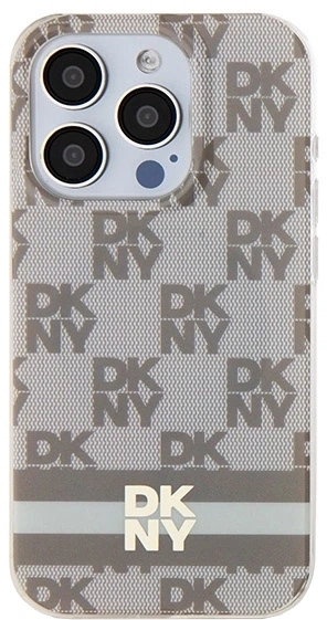 Etui DKNY IML Checkered Mono Pattern & Printed Stripes MagSafe do Apple iPhone 15 Pro Beige (3666339269517) - obraz 3