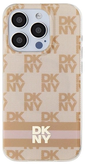 Etui DKNY IML Checkered Mono Pattern & Printed Stripes MagSafe do Apple iPhone 15 Pro Pink (3666339269098) - obraz 3