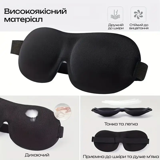 Анатомическая маска для сна 3D blackout черный - изображение 3