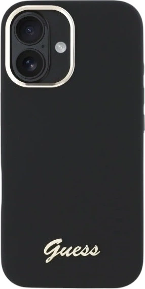 Панель Guess Silicone Script Metal Logo & Frame для Apple iPhone 16 Plus Black (GUHCP16MSMBSLK) - зображення 2