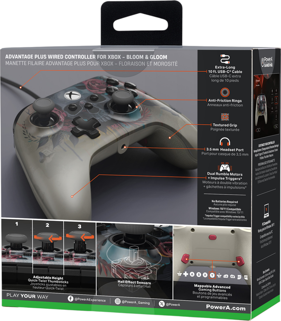 Kontroler PowerA Advantage Plus Wired Controller for Xbox Series X|S Bloom & Gloom (XBGP0471-01) - obraz 10