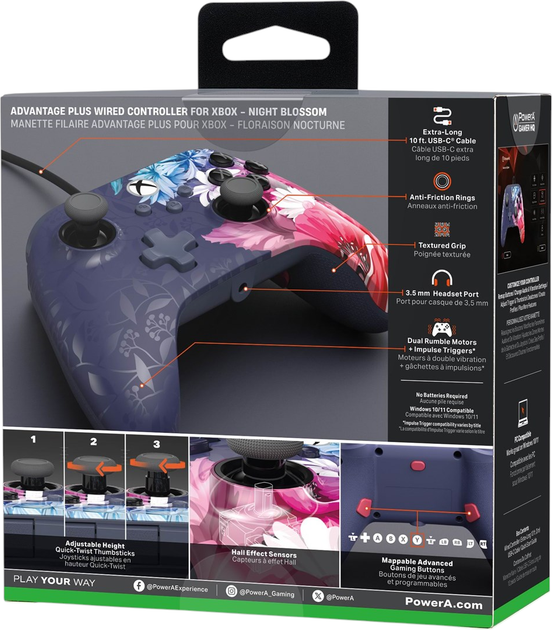 Kontroler PowerA Advantage Plus Wired Controller for Xbox Series X|S Night Blossom (XBGP0473-01) - obraz 10
